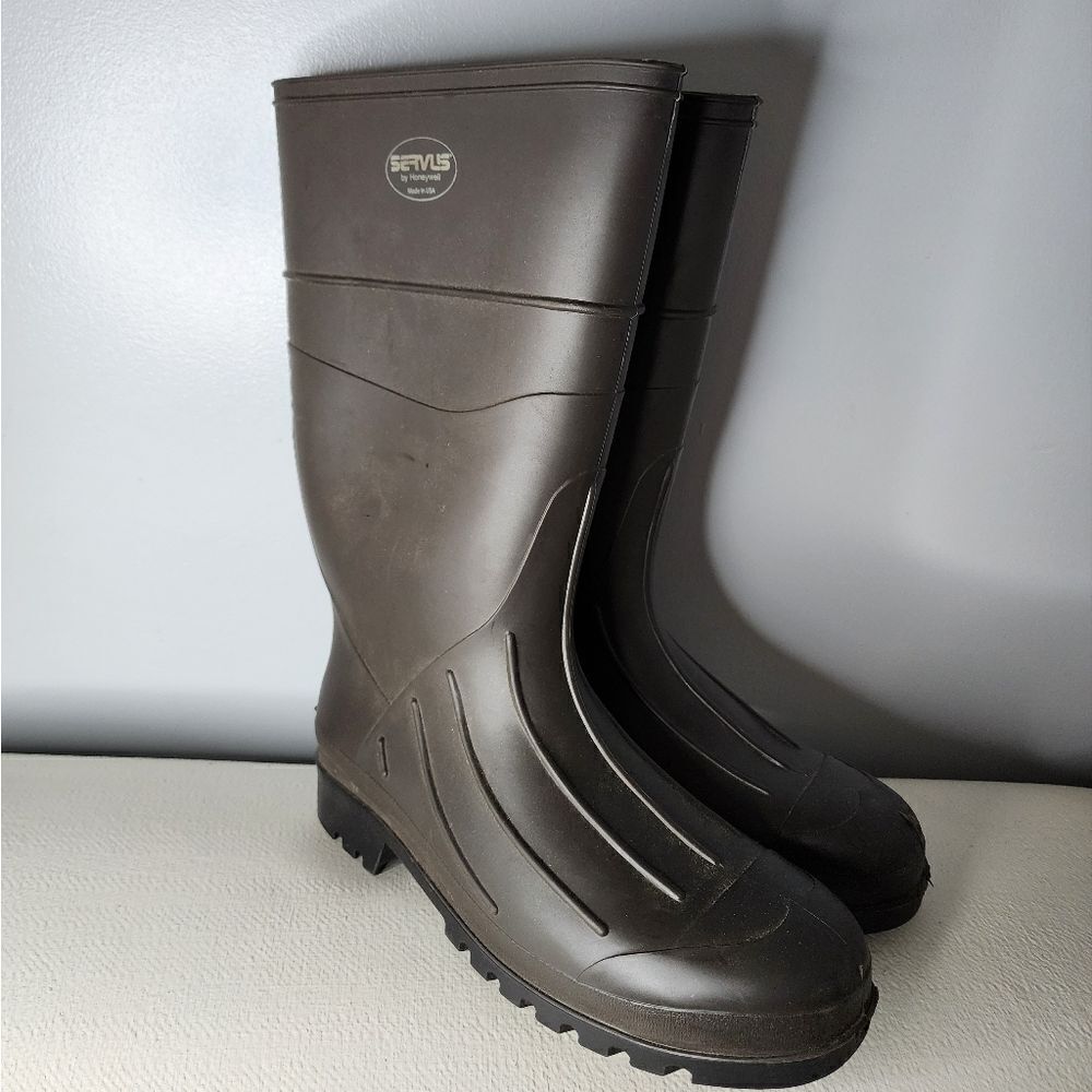 HONEYWELL SERVUS 15" Knee Boots Size 12 olive green, plain